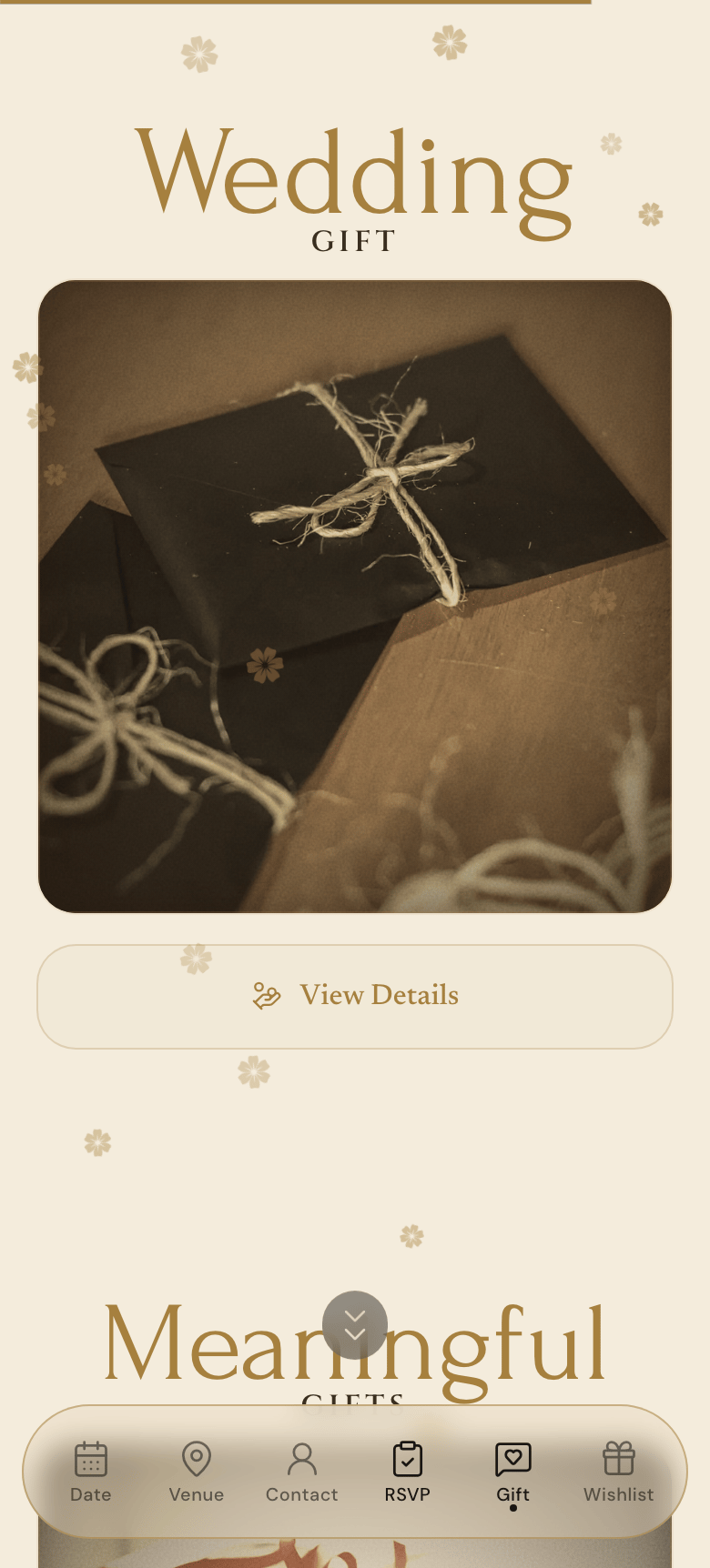 EkadInvite digital gift section showing money-gift details inside the invitation card