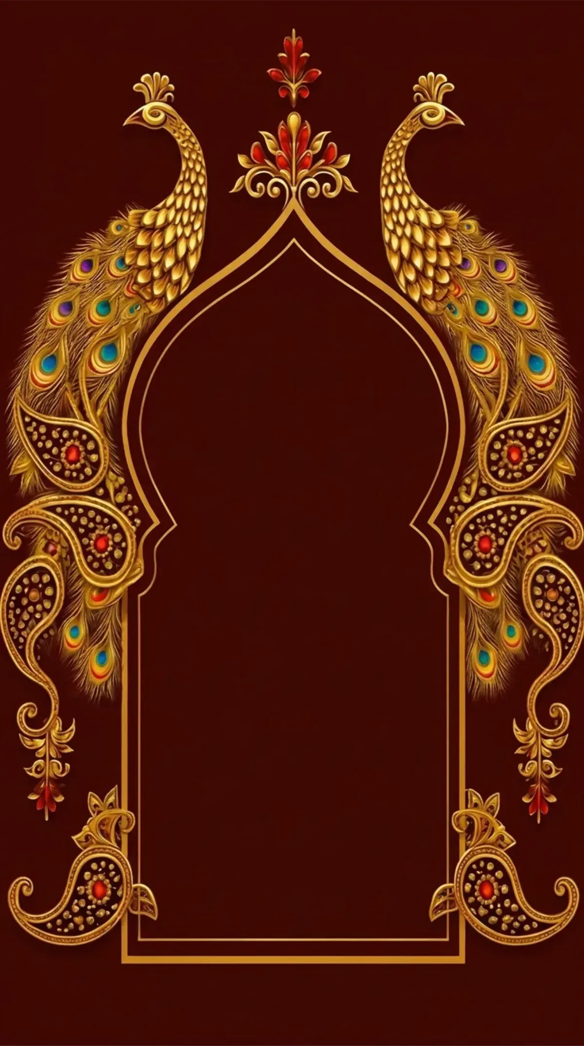 Burgundy Gold Peacock Arch