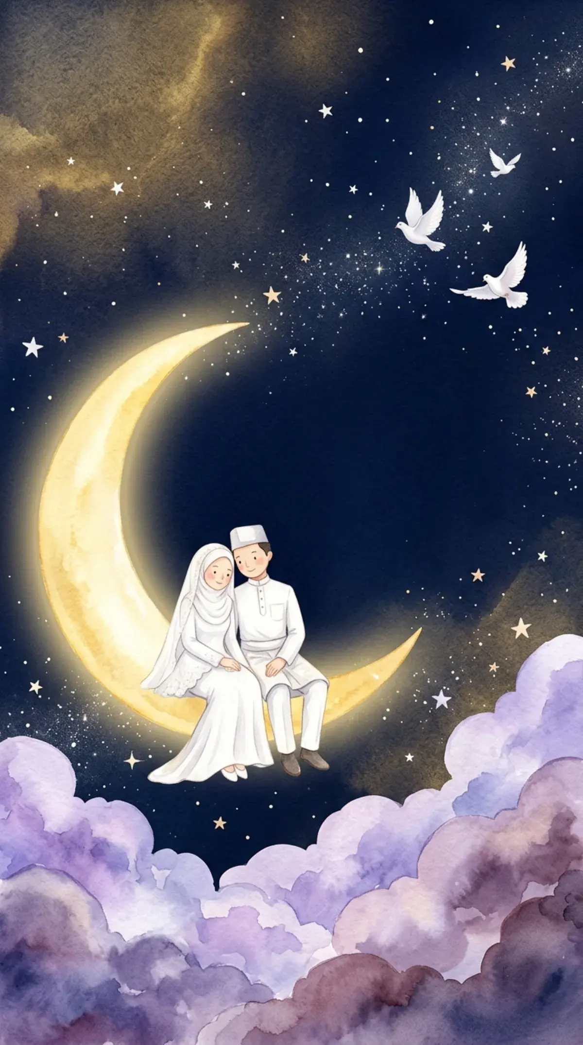 Crescent Moon Doves
